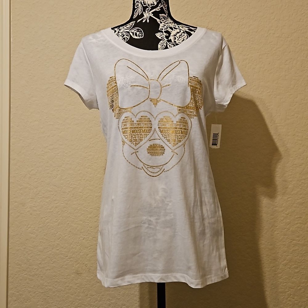 Disney Minnie Mouse White T-Shirt with gold accents size XL(15/17)